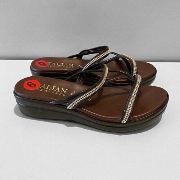 Italian Shoemakers Flip Flop Sandals Black 6 - Picture 1 of 8